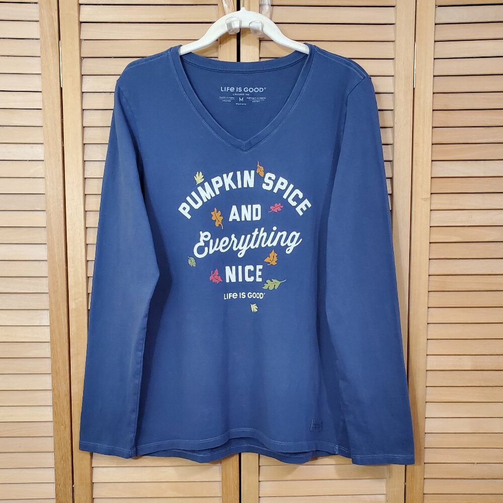 Life Is Good Women's Long Sleeve V-Neck Crusher Tee M